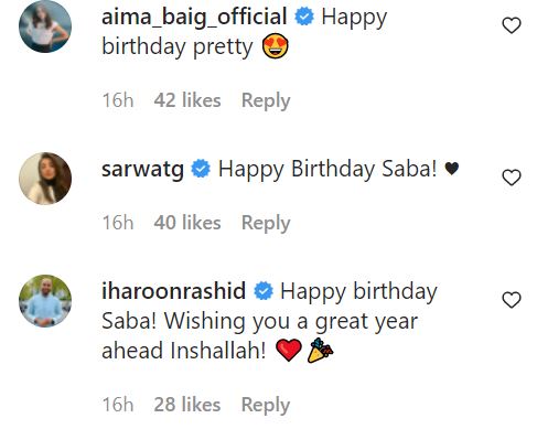 Celebrities Extend Warm Birthday Wishes To Saba Qamar