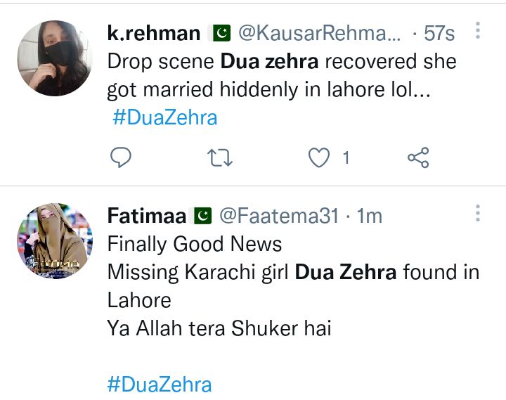 Netizens React After Dua Zehra Found In Lahore