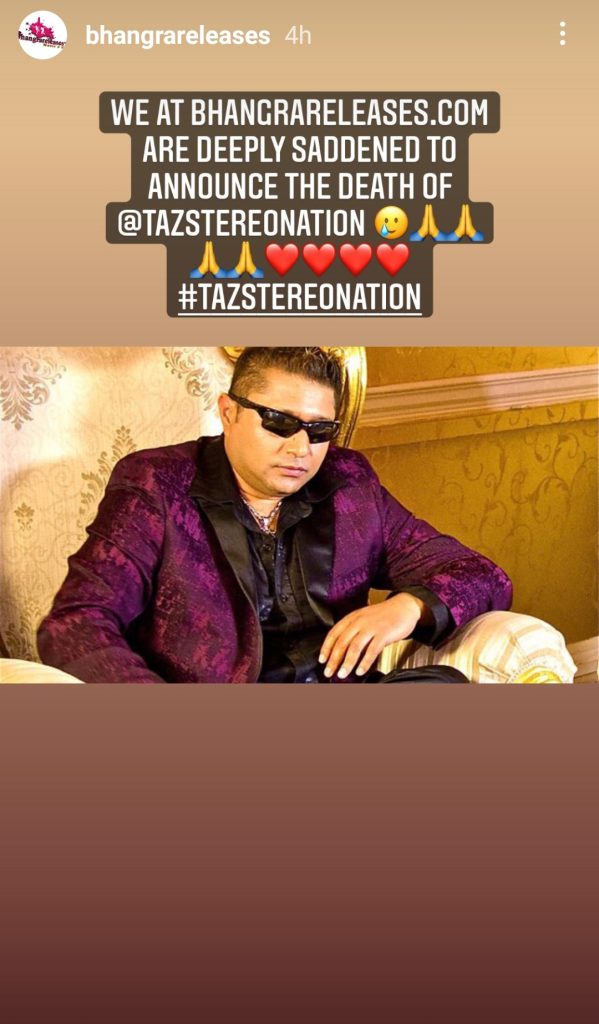 Popular Punjabi Singer TAZ of Stereo Nation Passes Away