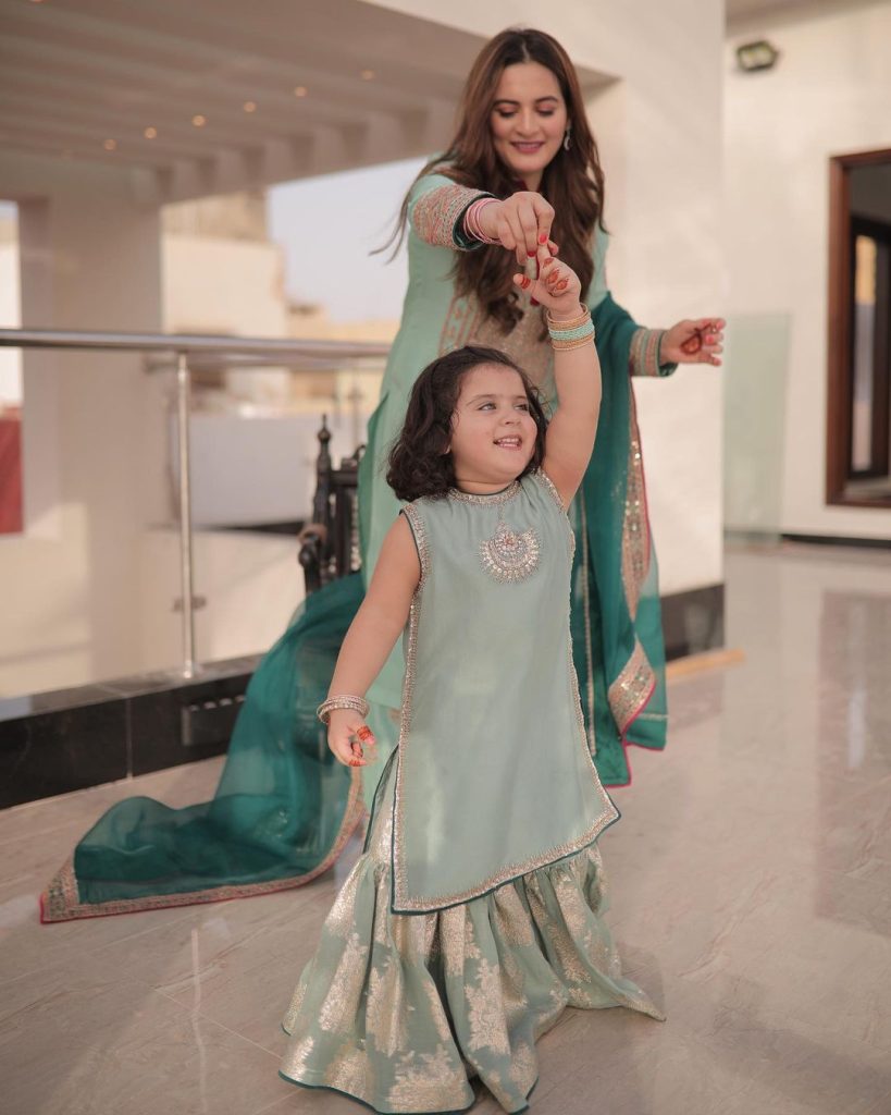 Aiman Khan & Muneeb Butt Pictures With Daughter Amal From Eid Day 2