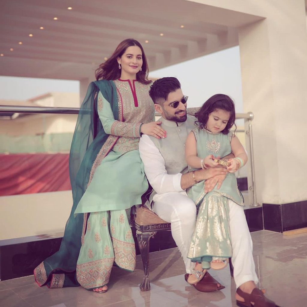 Aiman Khan & Muneeb Butt Pictures With Daughter Amal From Eid Day 2