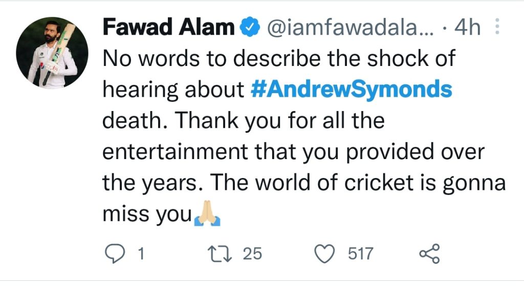 Pakistani Cricketers React To Tragic Death Of Andrew Symonds