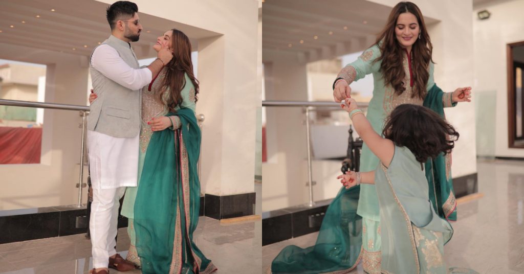 Aiman Khan & Muneeb Butt Pictures With Daughter Amal From Eid Day 2