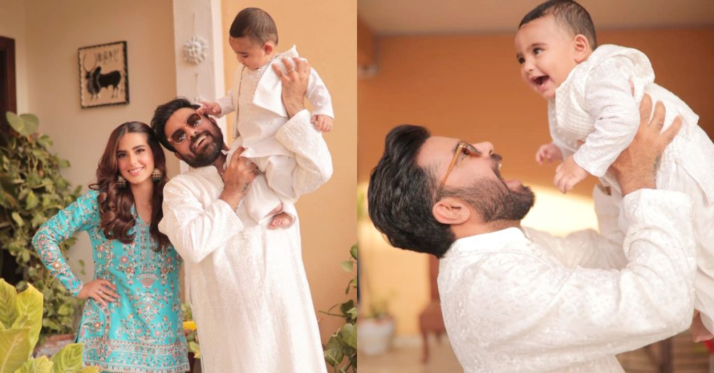 Iqra Aziz And Yasir Hussain's Adorable Family Eid Portraits