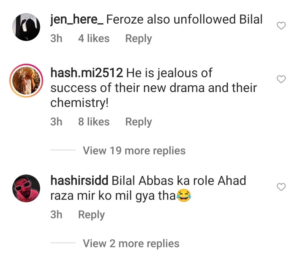 Bilal Abbas Unfollows Rumored Bae Ramsha Khan & Co-Star Ahad Raza Mir