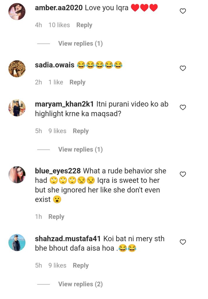 Hania Aamir Gets Criticized For Ignoring Iqra Aziz