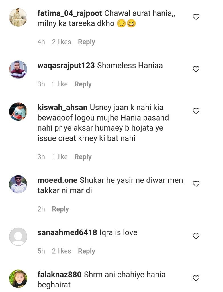 Hania Aamir Gets Criticized For Ignoring Iqra Aziz