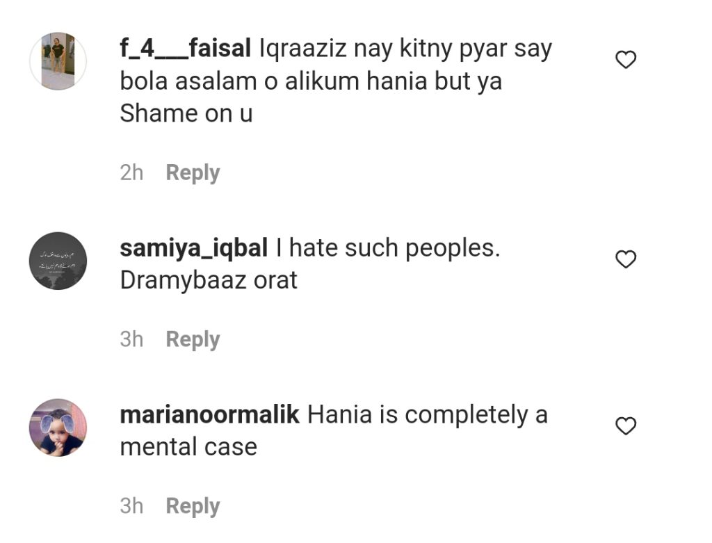 Hania Aamir Gets Criticized For Ignoring Iqra Aziz