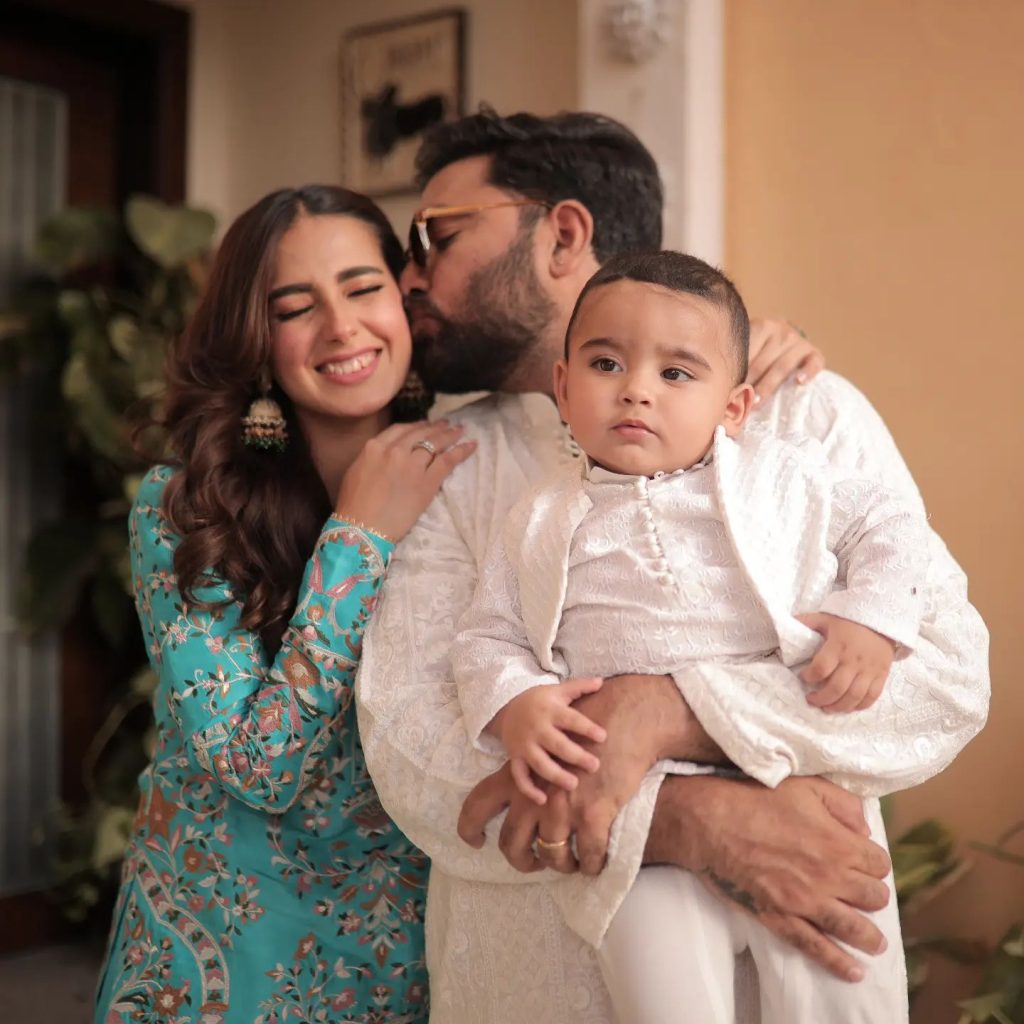 Iqra Aziz And Yasir Hussain's Adorable Family Eid Portraits