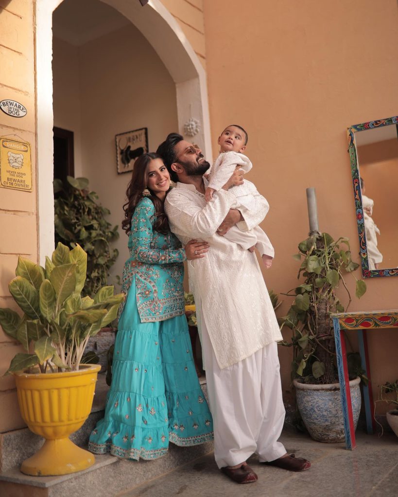 Iqra Aziz And Yasir Hussain's Adorable Family Eid Portraits