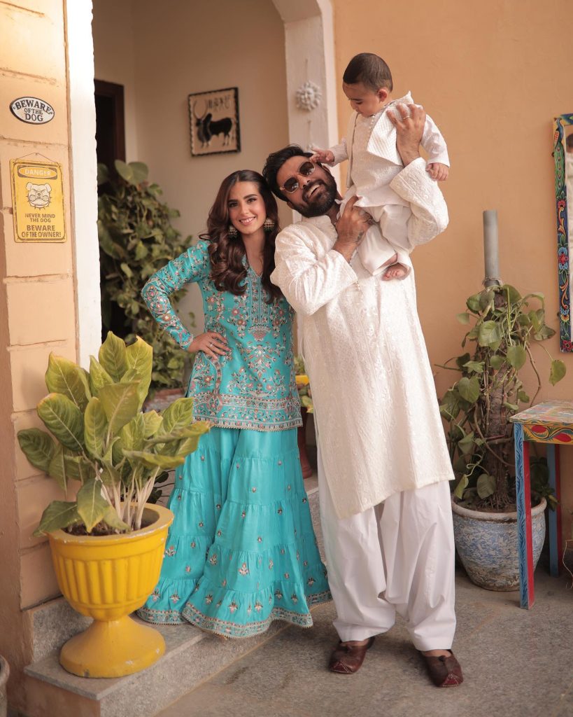 Iqra Aziz And Yasir Hussain's Adorable Family Eid Portraits