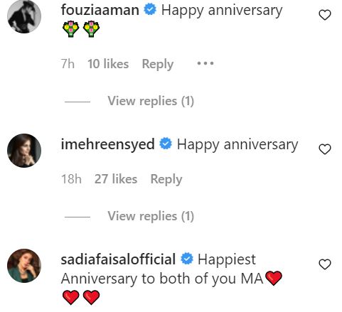 Celebrities Extend Heartfelt Anniversary Wishes To Sadaf And Shahroz