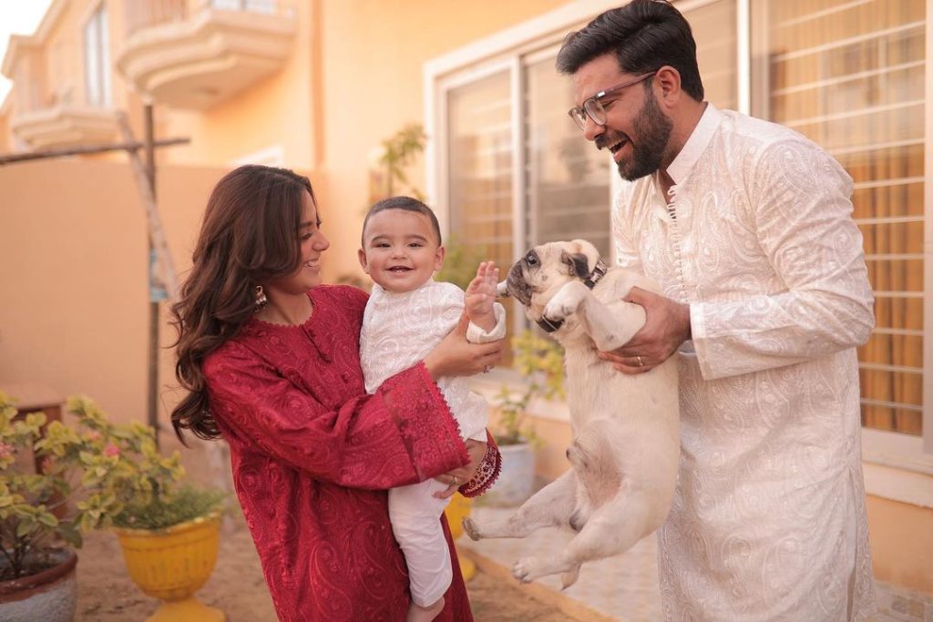 Iqra Aziz And Yasir Hussain Turn Heads With Baby Kabir Hussain On Eid Day 2