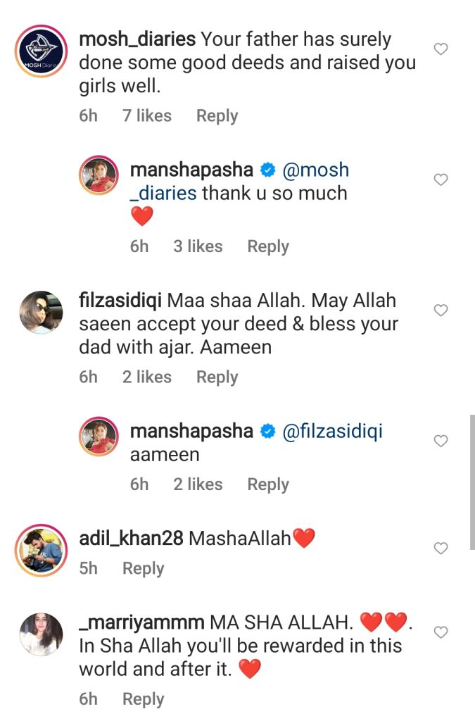 Public Praises Mansha Pasha's Kind Deed For Late Father