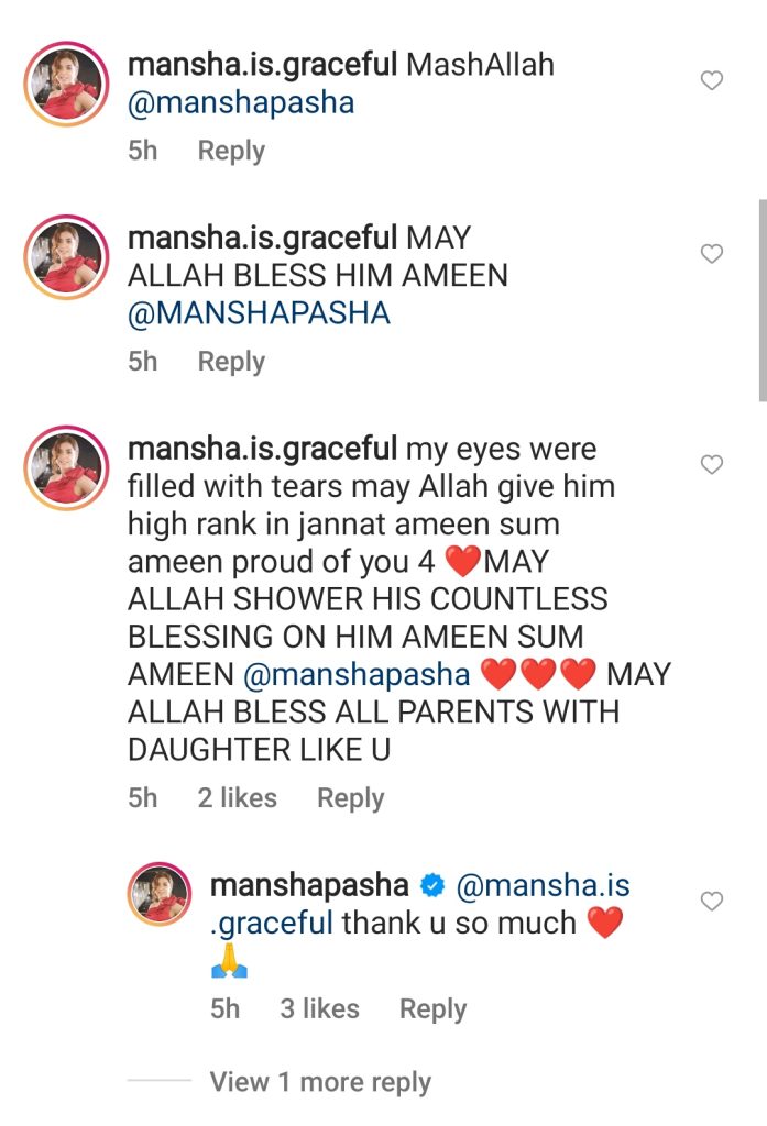 Public Praises Mansha Pasha's Kind Deed For Late Father