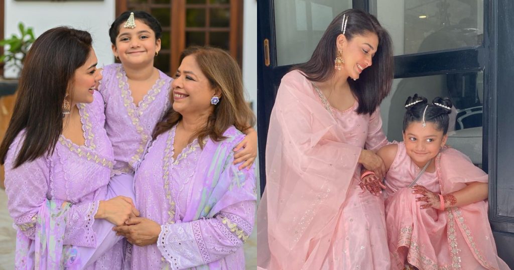 Sanam Jung Twins With Mom And Daughter On Eid ul Fitr 2022