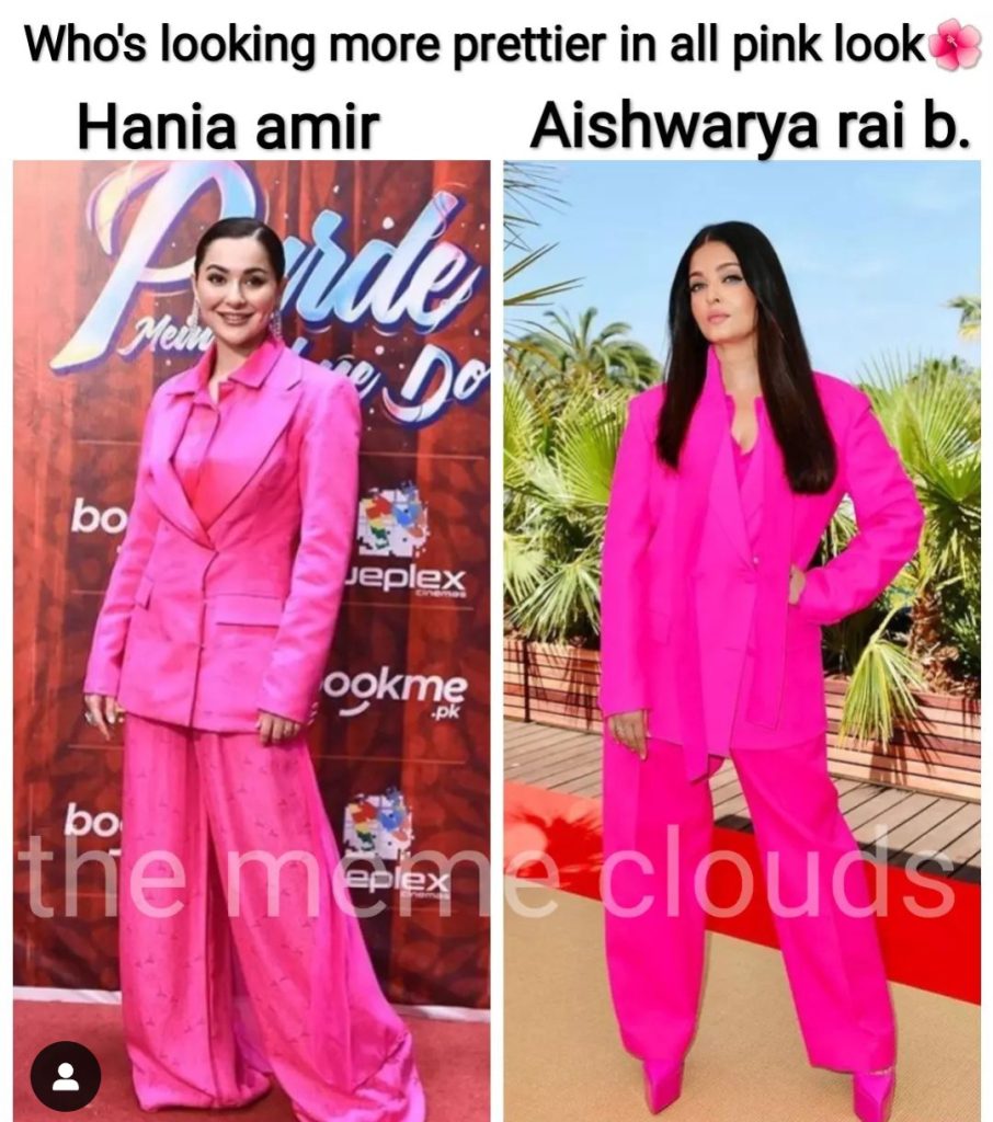 Hania Aamir Or Aishwarya Rai - Fans Debate on Who Wore Pink Suit Better