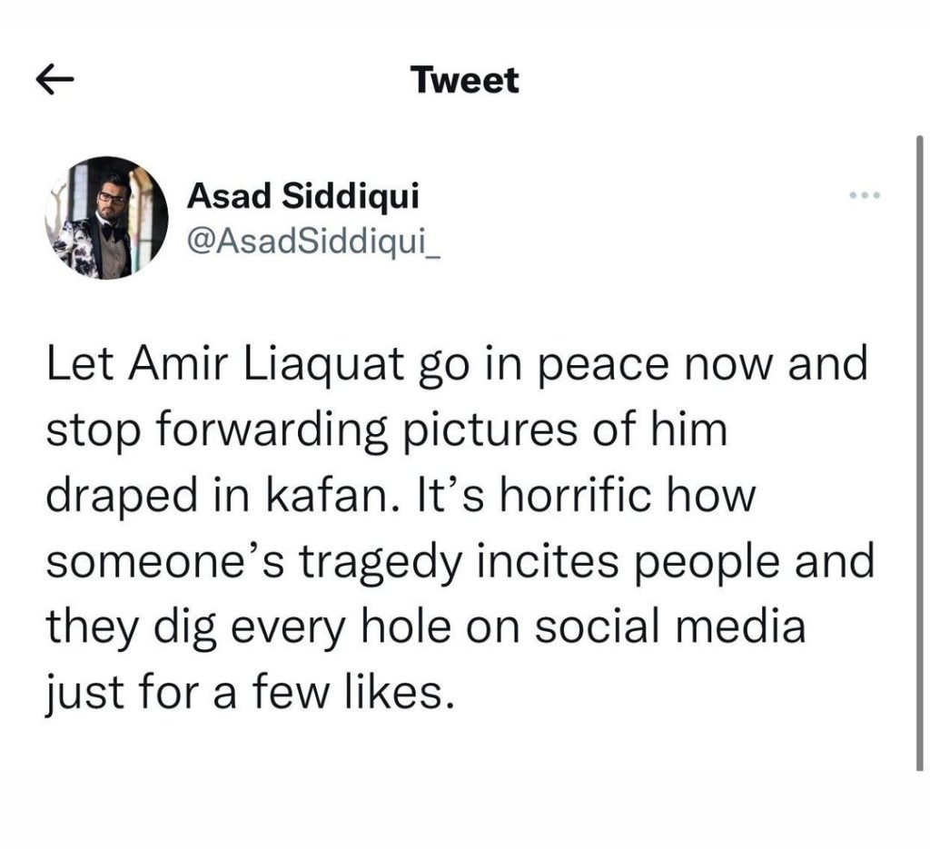 Celebrities Blame Social Media Trolls For Aamir Liaquat's Death