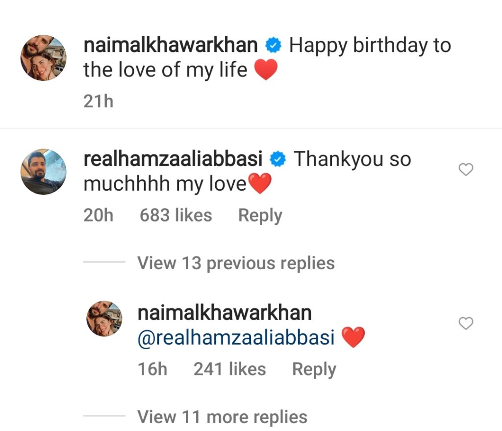 Naimal Khawar's Romantic Birthday Wish for Husband Hamza Ali Abbasi