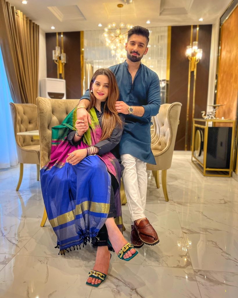 Aiman Khan and Muneeb Butt With Their Daughter - Eid 2022 Pictures