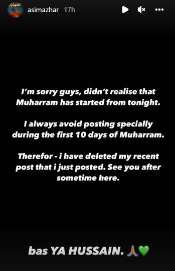 Asim Azhar Apologize For Posting Video Song In Muharram