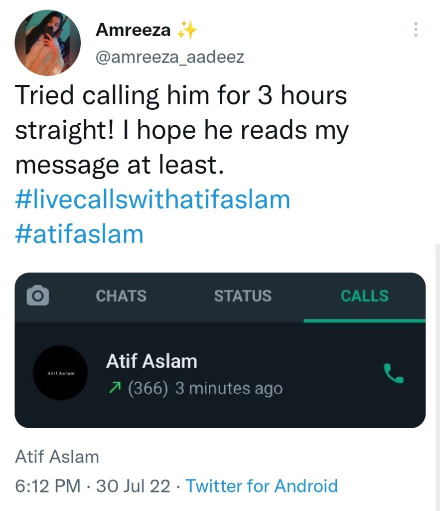 Atif Aslam Wins Fans' Hearts For Doing live Calls on WhatsApp