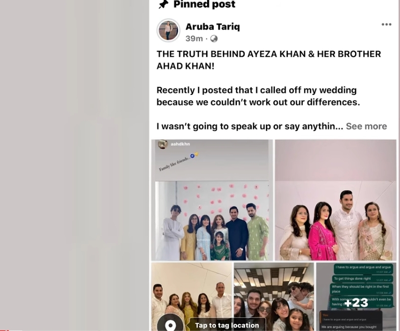 Ayeza Khan Brother Ex Fiance Accuses Ayeza Of Destroying Relationship