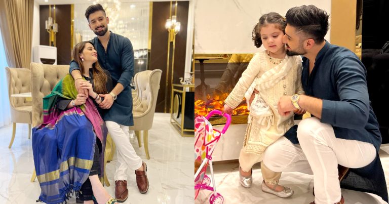 Aiman Khan and Muneeb Butt With Their Daughter – Eid 2022 Pictures