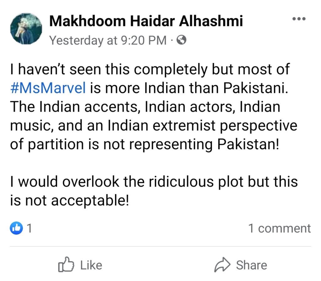 MS Marvel Crticized On Twisting Pakistan India Partition Narrative
