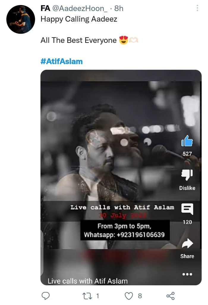 Atif Aslam Wins Fans' Hearts For Doing live Calls on WhatsApp