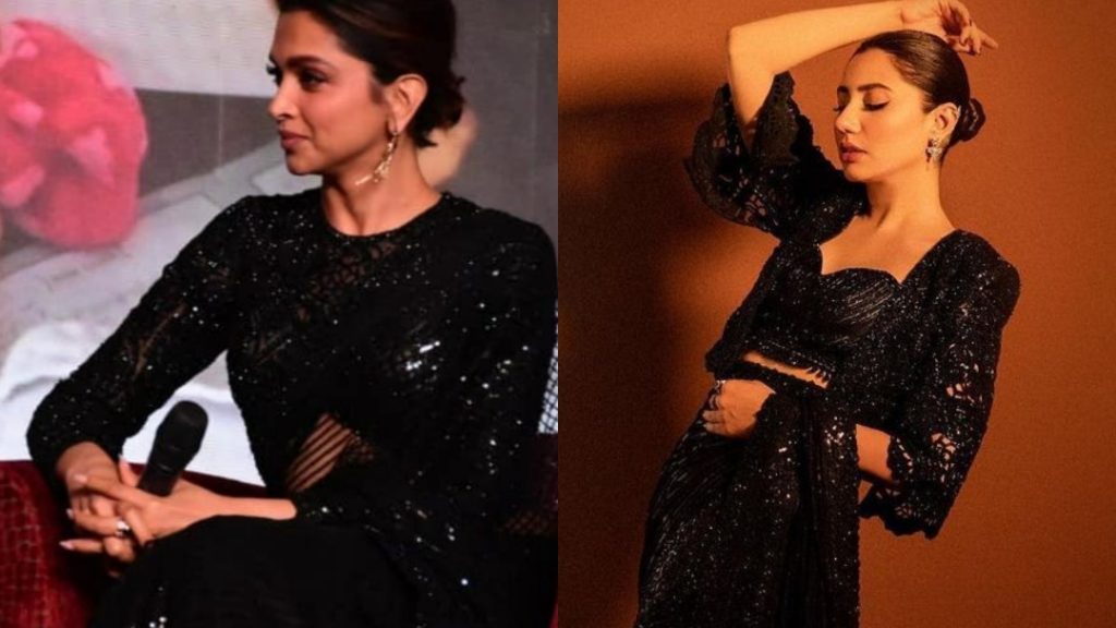 Mahira And Deepika Stun In Black Saree By Faraz Manan