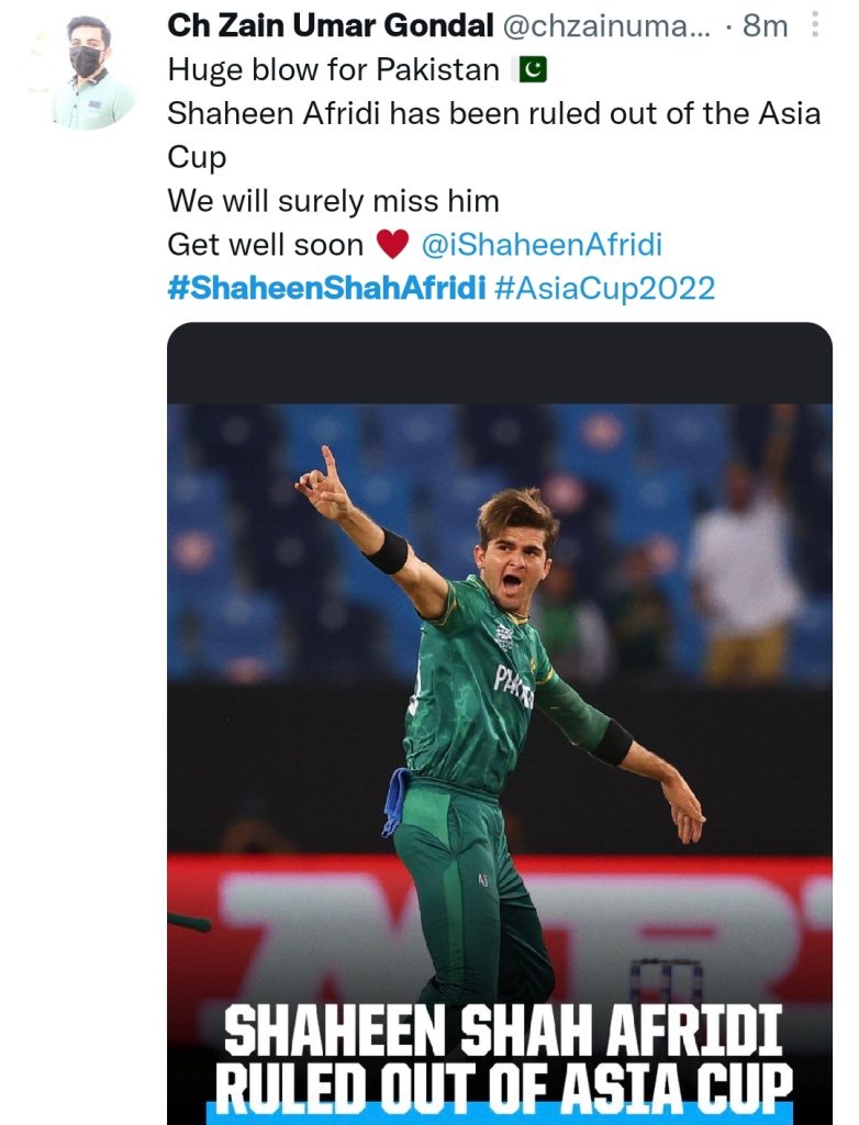 Fans Unhappy With Shaheen Shah Afridi's Elimination from Asia Cup