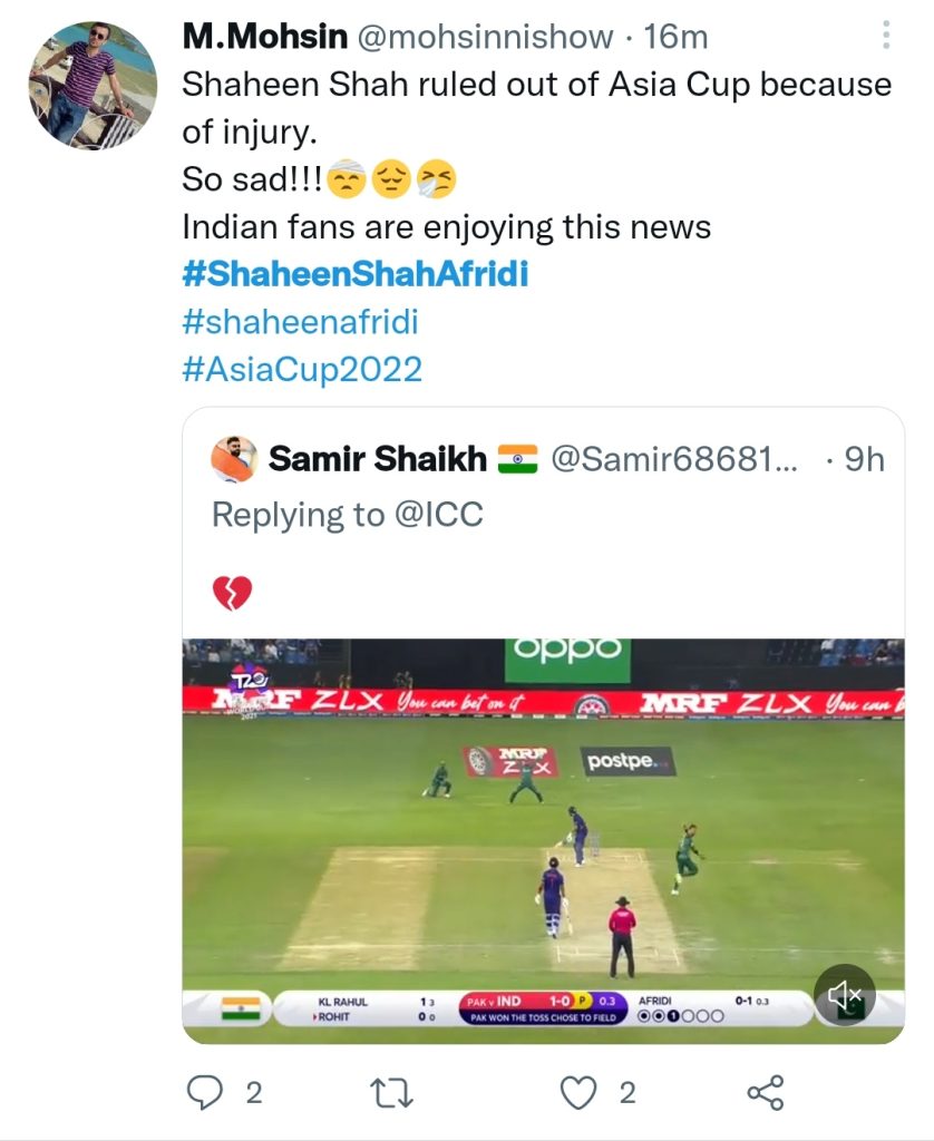 Fans Unhappy With Shaheen Shah Afridi's Elimination from Asia Cup