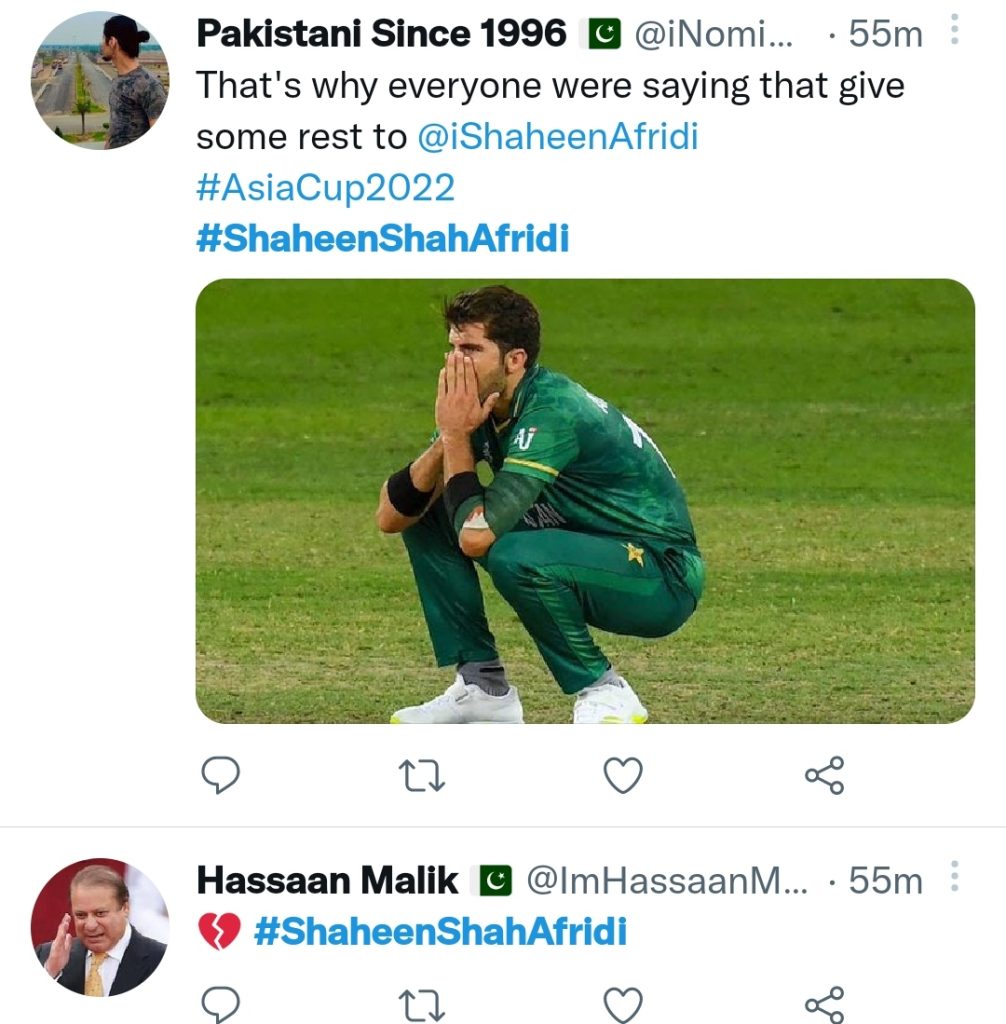 Fans Unhappy With Shaheen Shah Afridi's Elimination from Asia Cup