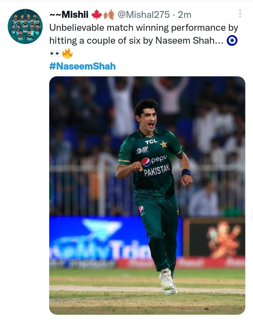 Twitter Users Praise Naseem Shah For Match Winning Game