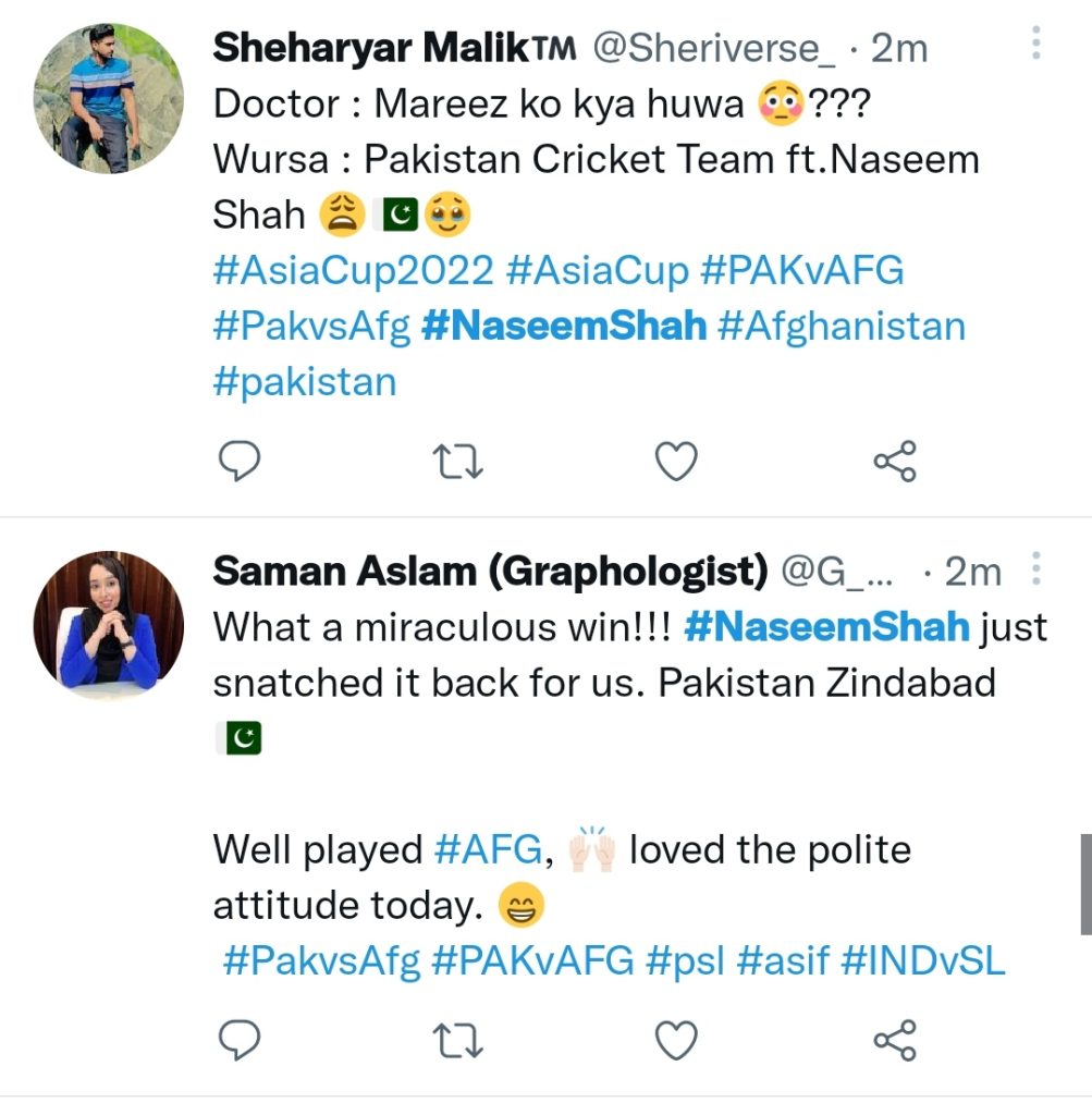 Twitter Users Praise Naseem Shah For Match Winning Game