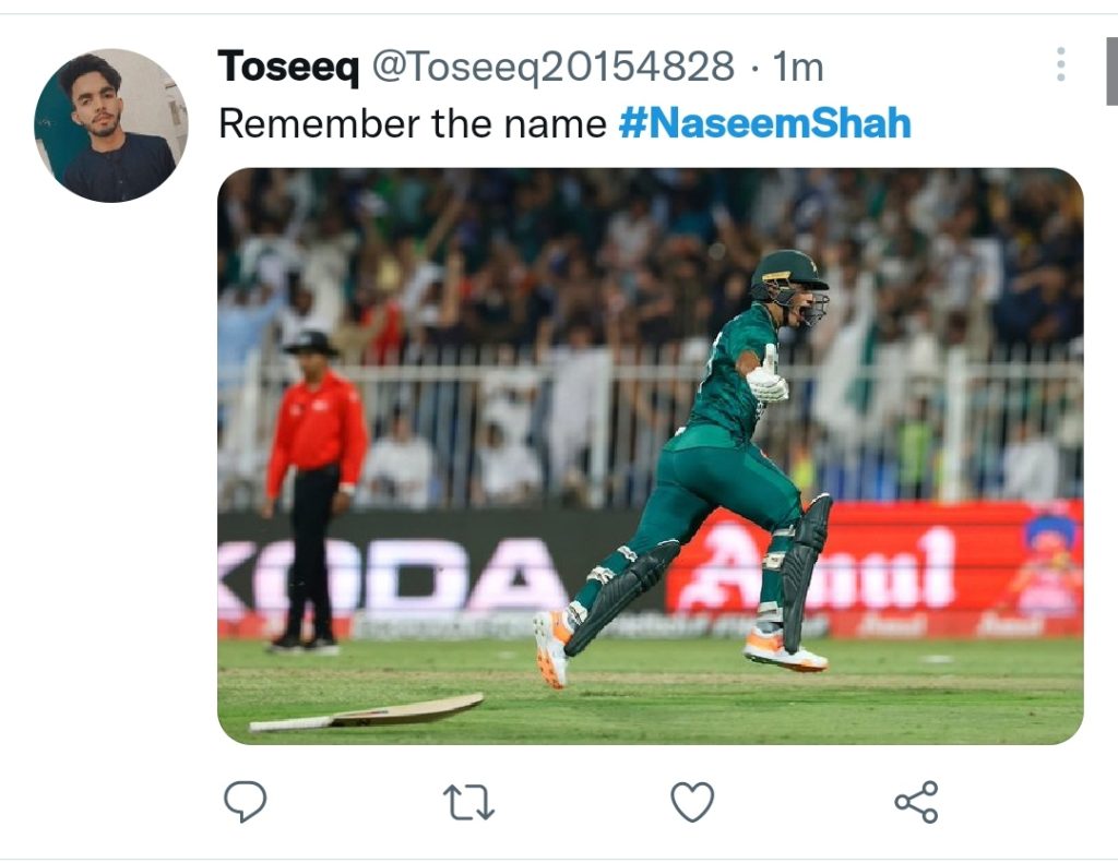 Twitter Users Praise Naseem Shah For Match Winning Game