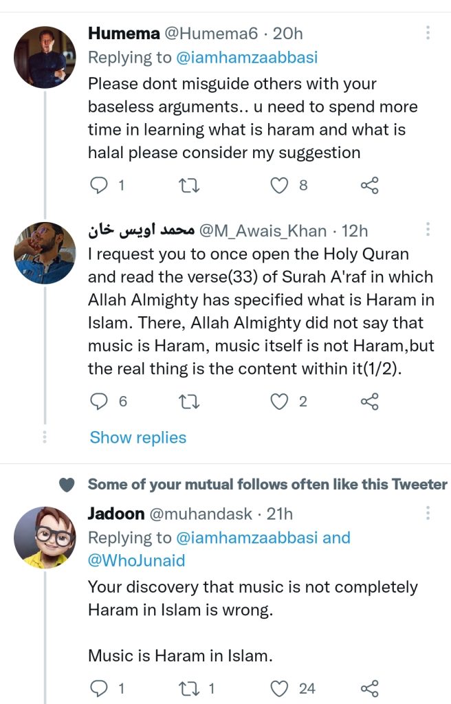 Hamza Ali Abbasi Faces Public Backlash on Statement About Music