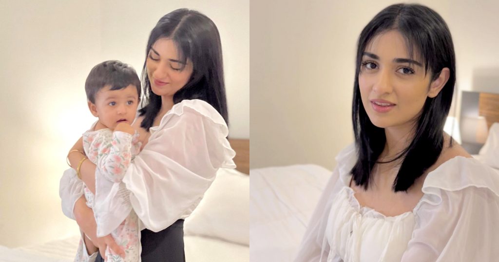 Sarah Khan Is A Vision In White With Baby Alyana