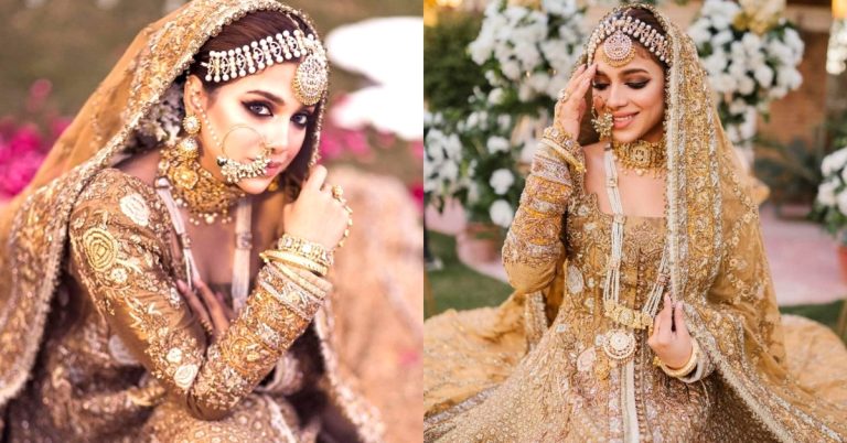 Sonya Hussyn Looks Adorable In Dull Gold Bridal Outfit