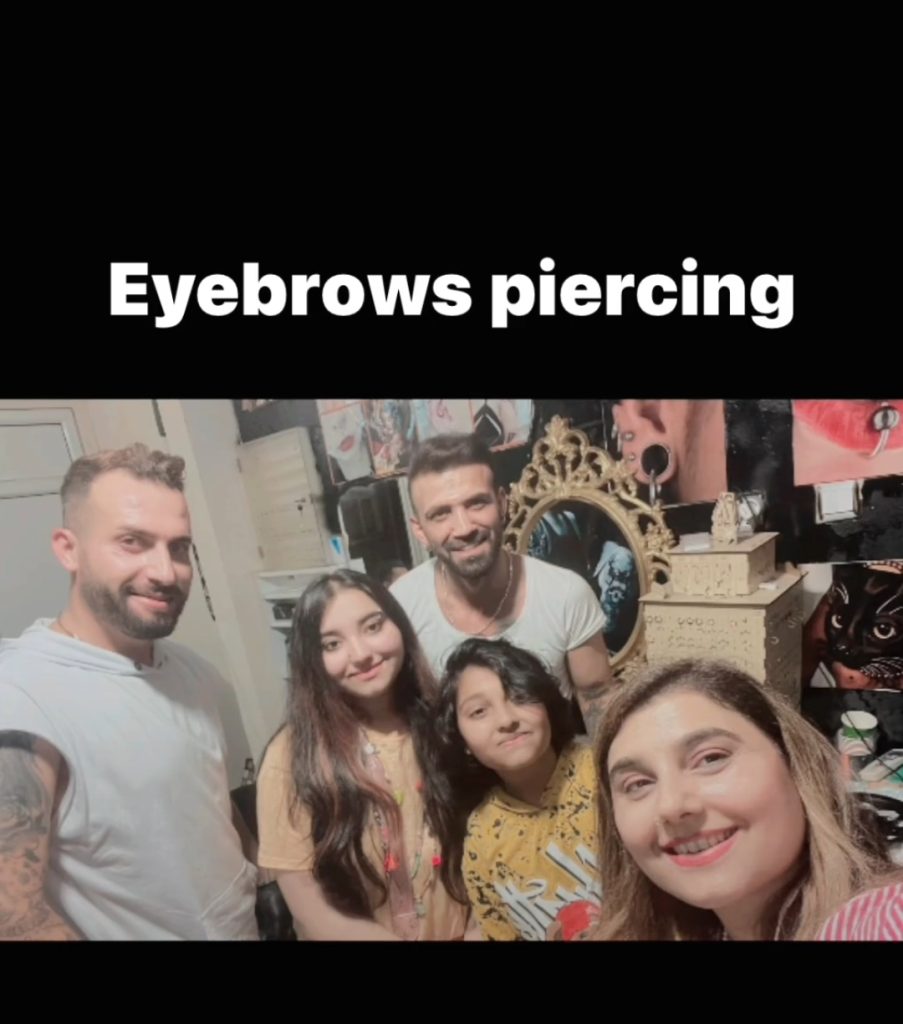 Javeria Saud Daughter Jannat's Eyebrow Piercing Video & Pictures