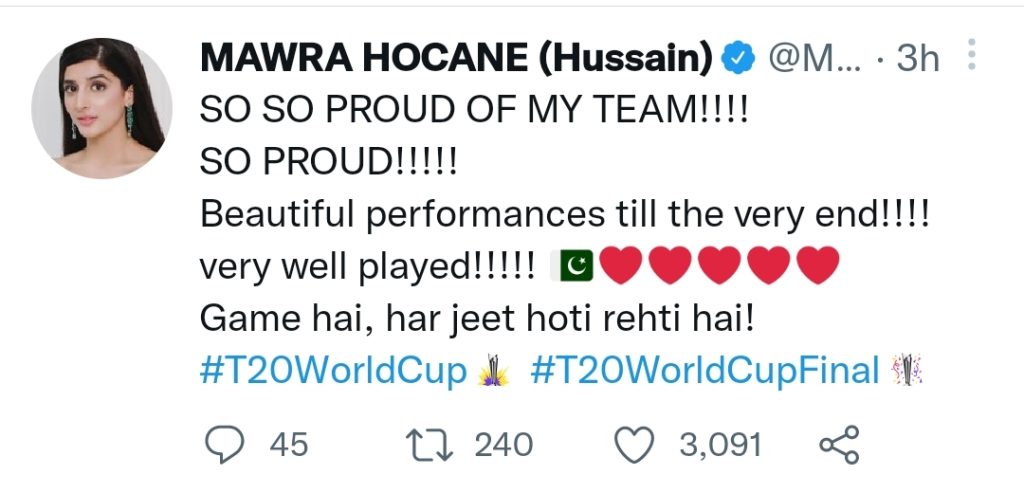 Pakistani Celebrities Reaction On Team's Performance in Final