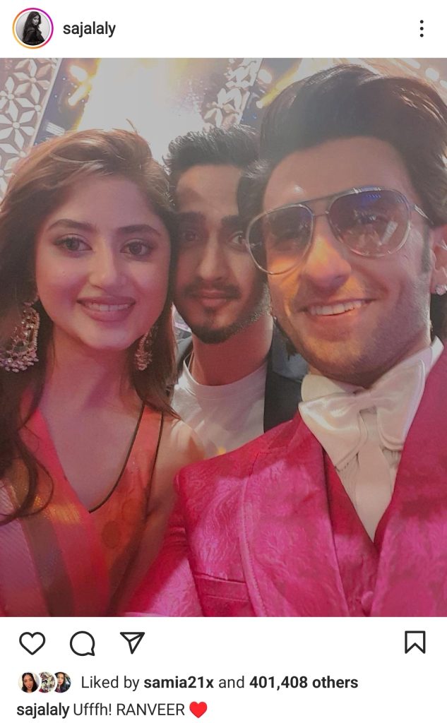 Heavy Public Criticism on Sajal Aly's Picture With Ranveer Singh