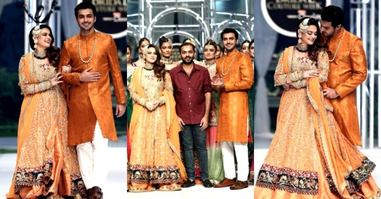 Minal Khan & Ahsan Mohsin Ikram Walked The Ramp For Haris Shakeel