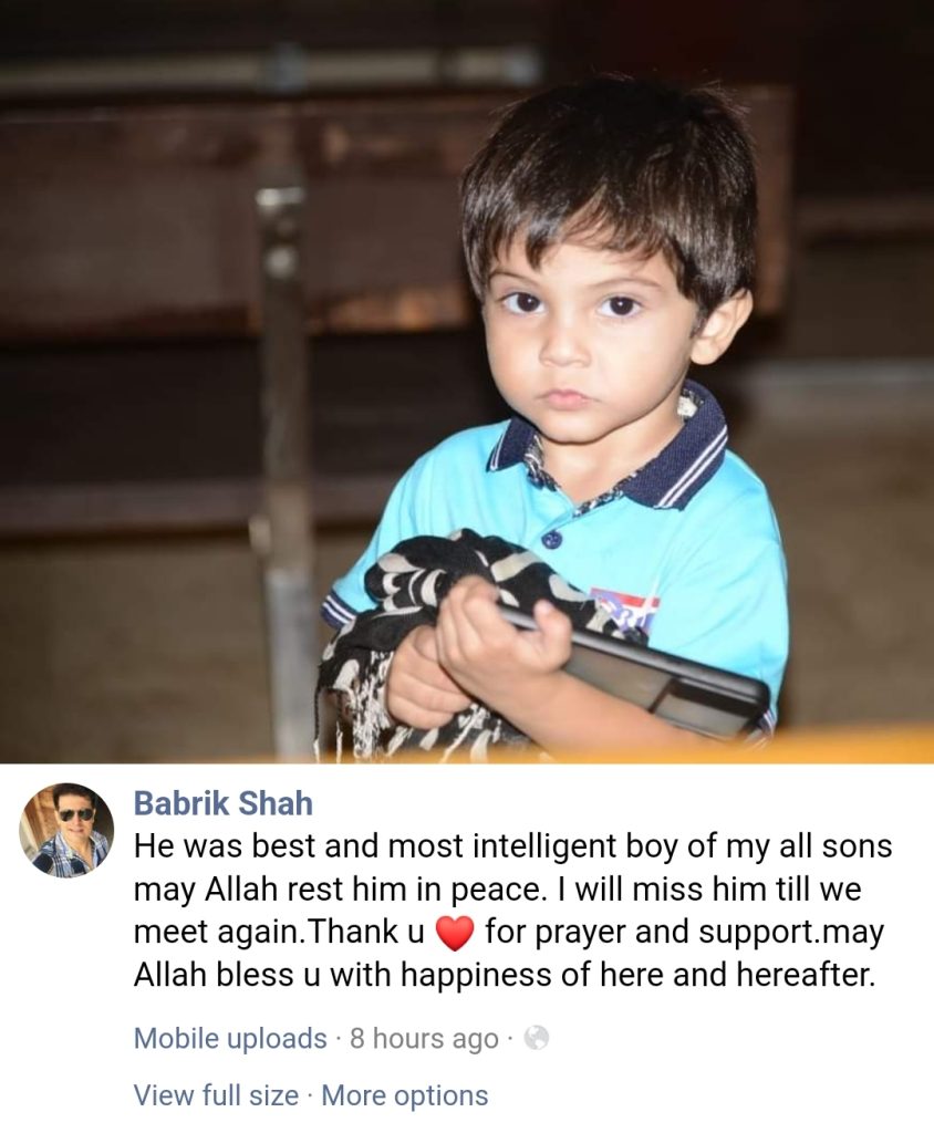Actor Babrik Shah Young Son Passes Away Tragically
