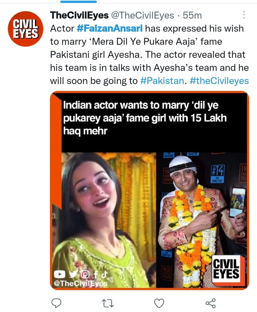 Bollywood Actor Proposes Dil Yeh Pukarey Aja Girl Ayesha