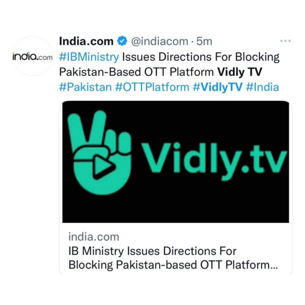 India Bans Pakistani App Vidly After New Web Series Sevak's Release