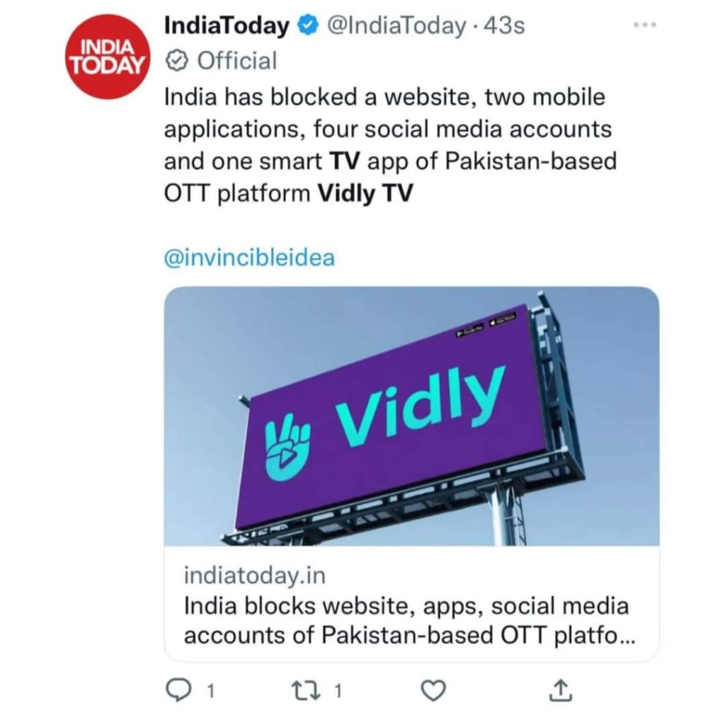 India Bans Pakistani App Vidly After New Web Series Sevak's Release