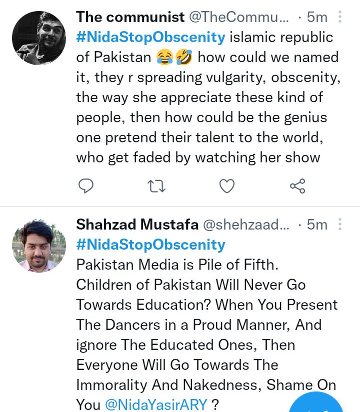 Nida Stop Obscenity Trends On Twitter For Nida Yasir's Morning Show