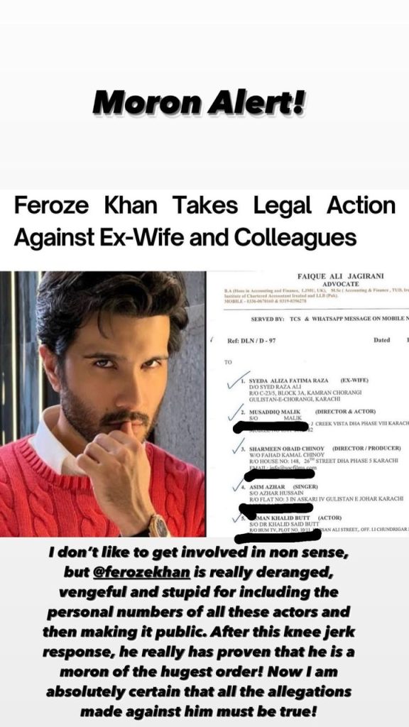 Feroze Khan Files Defamation Case Against Fellow Actors